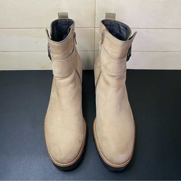 Paul Green Halo Boots Tan Nubuck Leather Women's Size 9.5 Shoes UK 7 Zip Bootie - Picture 7 of 12